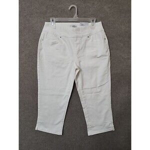 Croft Barrow Pull On Capri Jeans Womens 8 White Straight Fit Stretch NEW